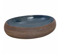(brown and blue, 59 x 40 x 15 cm) vidaXL Countertop Basin Bathroom Sink Wash Basin Vessel Sink Oval Ceramic