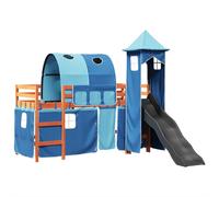 (brown and blue, 90 x 190 cm) vidaXL Kids' Loft Bed with Tower Kids Bunk Bed Blue 90x190 cm Solid Wood Pine