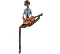 Brown and Blue Resin Sitting Jazz Strings Musician Sculpture Figurine - 42cm Height