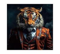 Brown and Ginger 30x30cm Dapper Animal Tempered Glass Wall Art (Dapper Tiger)