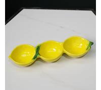 Brown and Ginger Fruit Shaped Glossy Ceramic Tapas Snack Serving Platter Dip Tray (Lemon)