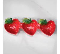 Brown and Ginger Fruit Shaped Glossy Ceramic Tapas Snack Serving Platter Dip Tray (Strawberry)