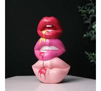 Brown and Ginger Hot Lips Totem Stack Sculpture (Resin, Multicoloured)