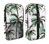 Brown and Green Tropical Palm Trees Summer Pattern Pickleball Paddle Cover with Mesh Pocket for Accessories, Fits 2 Paddles and 4balls