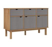 (Brown and grey) vidaXL Solid Wood Pine Sideboard Wooden Highboard Home Organiser Multi Colours