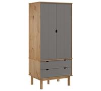 (Brown and grey) vidaXL Solid Wood Pine Wardrobe Cloth Cabinet Closet Highboard Multi Colours