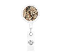 Brown and Leopard Print Camouflage Retractable Badge Reel Heavy Duty Badge Holder with Belt Clip Retractable Lanyards ID Card Holder with Keychain Name Badge Clips for Office Nurse Employee