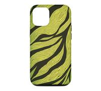 Brown and Lime Green Zebra Skin Stripe Pattern, Retro Club Case for iPhone 12/12 Pro