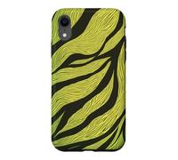 Brown and Lime Green Zebra Skin Stripe Pattern, Retro Club Case for iPhone XR