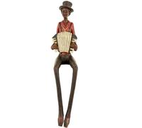 Brown and Red Resin Sitting Jazz Squeeze Box Musician Sculpture Figurine - 40cm Height