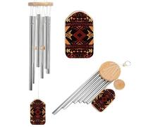 Brown and Red Tribal Pattern Wind Chimes for Outside Memorial Tuned Outdoor Windchimes Large Garden Decor Wind Chime with Melodious Sound for Mom Dad Grandma Home Garden Patio Decor