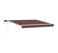 (brown and white, 300 x 250 cm) vidaXL Manual Retractable Awning Shelter Outdoor Awning Folding Arm with LED