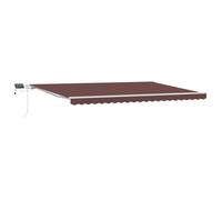 (brown and white, 500 x 300 cm) vidaXL Manual Retractable Awning Shelter Outdoor Awning Folding Arm with LED
