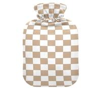 Brown and White American Plaid hot Water Bottle with Soft Cover 2L Warm Compress for Hot and Cold Therapies Hot Cold Therapies