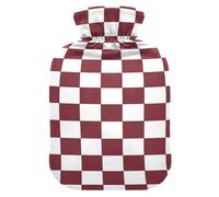 Brown and White American Plaid Water Bottle for hot Water with Soft Cover 2L hot compresses for The Body Neck Shoulder Warmer Neck Shoulder Warmer