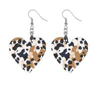 Brown And White Cow Print Novelty Women's Dangle Earrings Fashion Printed Wood Earring Drop Pendants Jewelry