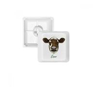 Brown-and-White Domestic Dairy Cow Animal PBT Keycaps for Mechanical Keyboard White OEM No Marking Print