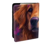 Brown and White Golden Retriever Printed Passport Holder,Travel Pu Leather Passport Cover Case Organiser for Men Women,6.5 Inch