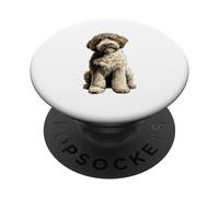 Brown and White Lagotto Romagnolo Dog Illustration PopSockets Adhesive PopGrip