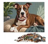 Brown And White Pitbull Wooden Puzzle for Adults, 300 Pieces | For gifting: Puzzle for Adults - clear image areas for detailed puzzle work at home.