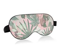 Brown and White Tropical Leaves Sleep Eye Mask, Sleeping Mask & Blindfold with Elastic Headband Soft Comfort Eyeshade Sleep Cover for Travel Yoga Nap