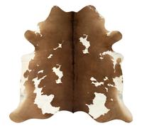 vidaXL Unique Brown and White Real Cowhide Rug - Luxurious Leather Finish for your Home Office, Living Room or Bedroom Decor