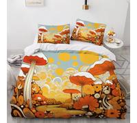Brown And Yellow Cartoon Flowers Duvet Cover Set 135×200cm Fairytale Style Bedding Set with 2 Pillowcase 50 * 75cm Cover Kids And Adults Bedroom Deco