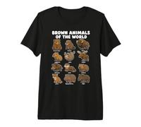Brown Animals of The World Wildlife Chart Bear Otter Premium T-Shirt