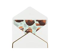 Brown Animals Printed Pearl Paper Greeting Card, White - Folded Blank Cards with Gold Trim for Weddings, Birthdays, Christmas