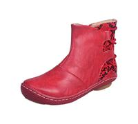 Brown Ankle Boots Women Womens Chelsea Boots Tall Rain Shoes for Women Wide Calf Fashion Solid Color PU Mid Shoes Chunky Heel Short Womens Knee High Size 11 Wide Calf (Red,6.5)