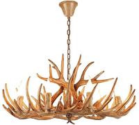 Brown Antler Luxury Lig Chandelier 8 Ligs E12, American Retro Resin Deer Horn Lamps for Dining Rooms Clothin