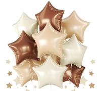 Brown Apricot Star Foil Balloons, 10PCS Foil Stars Shape Balloon, 18 Inch Coffee Cream Beige Star Balloons Helium for Birthday, Engagement, Baby Shower, Wedding, Nude Neutral Party Decoration