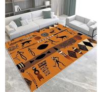 Brown Area Rugs African Tribal Cave Paintings Washable Plush & Fluffy Non-Slip Short Pile Floor Mat For Bedroom Dining Room & Lounges,
