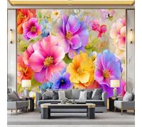 Brown Art Splendor Sea of Flowers Leaves Non-Woven 3D Decorative Wallpaper, Paste the Wall Mural Large Photo Wall Coverings, Easy to Apply for Living Room Bedroom Feature Wall 350 x 256 cm