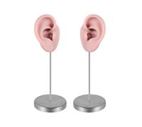 (brown) Artificial Ear Model Soft Silicone Left and Right Ear Mold for Acupunctures Training Practical Jewelry Display Props Yellow