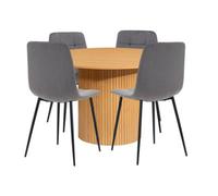 Brown Axel Round Fluted Dining Table With 4 Chairs Birlea