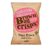 Brown Bag Crisps Tiger Prawn With a Hint of Chilli & Lime 150g Pack 10