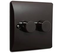 Brown Bakelite Light Dimmer Switch 2Gang by Art Deco Emporium