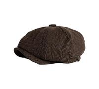 Brown Baker Boy Men Flat Cap Classic 8-Panel Victorian Newsboy Hats 1920s 1930s Gatsby Hat One Size Fancy Dress Accessories M
