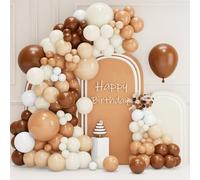 Brown Balloon Arch Kit, 100pcs Coffee Balloon Garland with Brown Ballon, Nude and White Ballon, Khaki Balloon Arch for Birthday Party Teddy Bear Balloons Baby Shower Decorations Boy Neutral Wild One