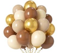 Brown Balloons, 101pcs Brown and Gold Birthday Balloons Set with White Cream Beige Balloon for Boho Birthday Graduation Wedding Wild One Baby Shower Thanksgiving Jungle Safari Forest Party Decorations