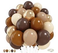 Brown Balloons 50pcs, 12inch Double Stuffed Dark Coffee Brown Tan Beige Sand White Metallic Gold Balloons for Neutral Bear Baby Shower Boho Wedding Bridal Shower Western Cowboy Birthday Party Decor