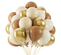 Brown Balloons 68pcs, 12Inch Latex Cream Balloons with Beige Brown and Glod Balloons for Neutral Happy Birthday Baby Shower Wedding Thanksgiving Golden Wedding Anniversary Engagement Party Decorations