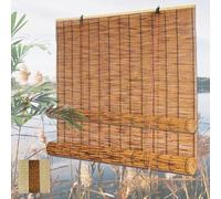 Brown Bamboo Blinds 60 90 100 120cm 140cm 165cm Wide Natural Reed Curtains Roman Straw Curtain Sunshade Roll Up Bamboo Shades For Patio Kitchen Roller Blind For Windows Screen Bamboo Outdoor Indoor