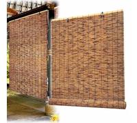 Brown Bamboo Blinds, Natural Bamboo Roller Shades for Patio Kitchen Roller Blinds for Windows Pergola Privacy Screen Door Curtain Outdoor Indoor