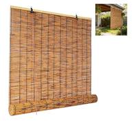 Brown Bamboo Roller Blinds 160x300cmNatural Privacy es forPatios & PorchesBreathable Cane ains Easy Lift Retro Design Outdoor Use