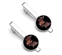 Brown Bat 2 Pcs Funny Tie Clips for Men Printed Tie Bar Tie Clip for Business Wedding