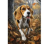 Brown Beagle Stamped Cross Stitch Kits for Beginners Adults - Preprinted 11CT Easy Pattern Needlepoint Kits, Arts and Crafts for Home Decor (11.8x15.7inch) A1096