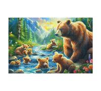 Brown Bear 1000 Pcs Jigsaw Puzzle Bundle Cute Animals Puzzle for Adults Teens 14+ Fun Family Game Mindful Activity Spring Gift Precision Cut Board 1000 PCS