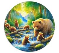 Brown Bear 1000 Piece Brown Bear Round Jigsaw Puzzles Challenging & Brainteasing Beautiful Decoration for Adults And Kids 1000pcs (67.5x67.5cm)